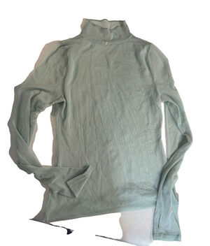 CALIA Women's Sheer Mesh Mock Neck Long Sleeve Top Mint Green Size Small